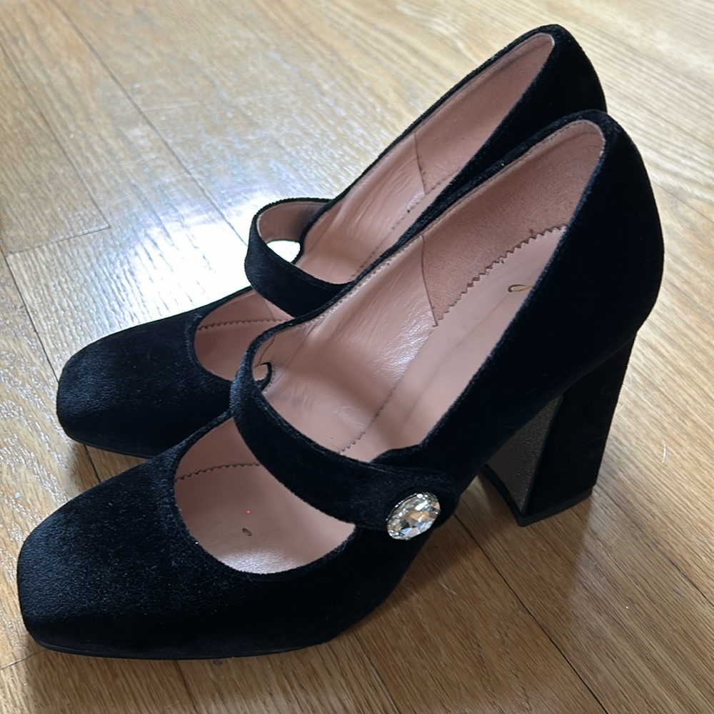 Black velvet jcrew collection mary Jane